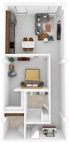 1 Bed 1 Bath 863 square feet floor plan The Presley
